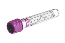 Greiner Bio-One VACUETTEŽ Blood Collection Tubes, 4mL, K2E K2EDTA, 13 x 75mm, Lavender Safety Cap, Black Ring, Non-Ridged, Sterile (50/Rack)